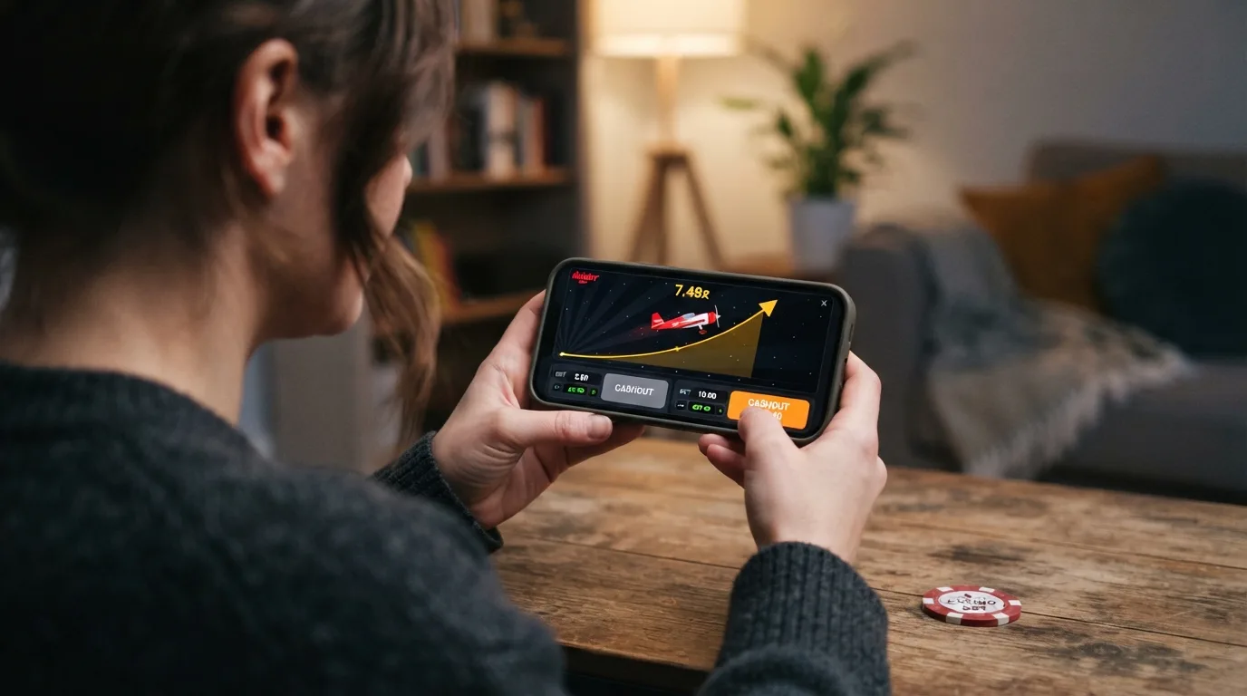 Aviator-Oberfläche auf einem Smartphone im Querformat mit Touch-Bedienelementen
