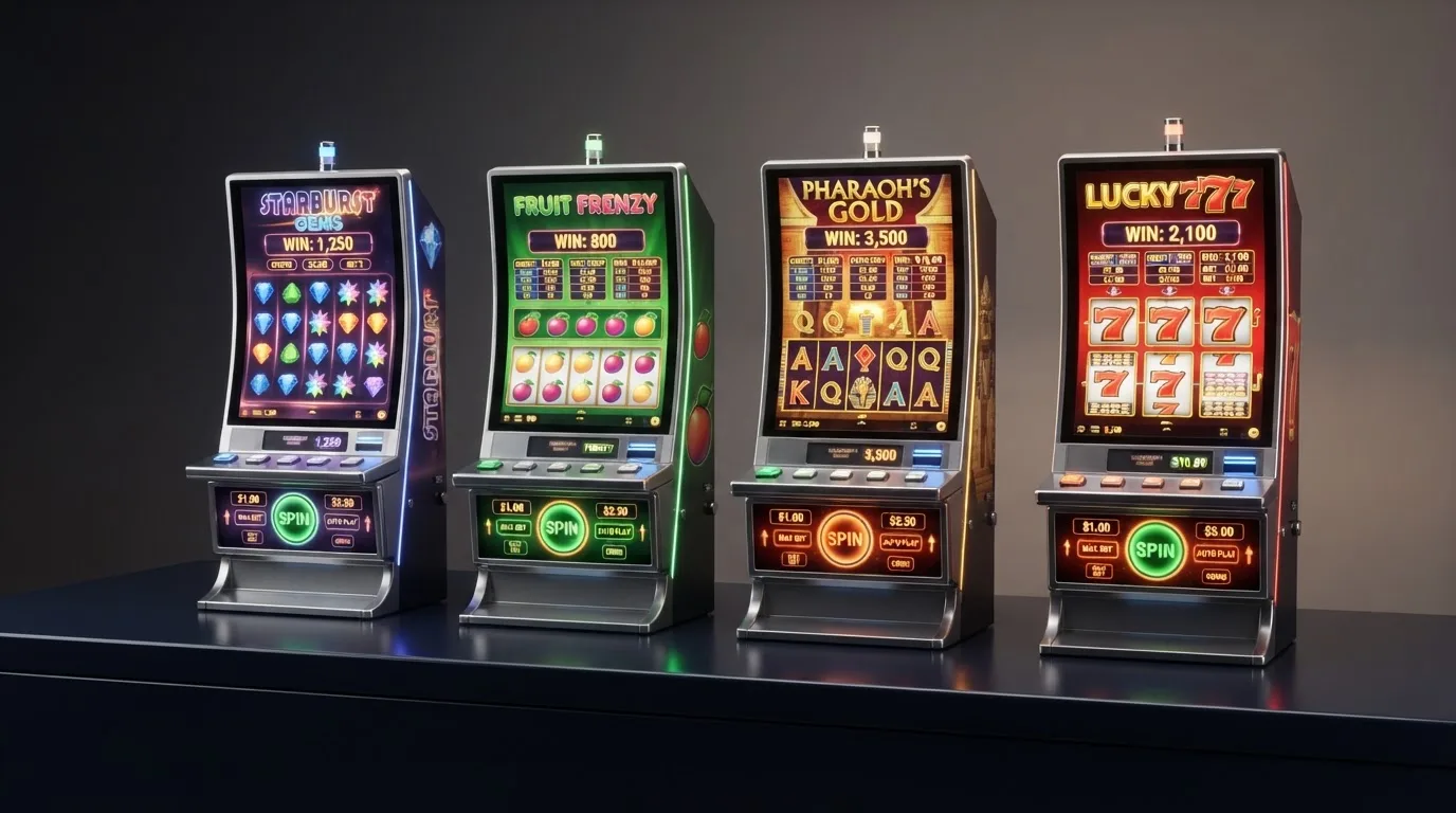 Vier beliebte Demo-Slots mit eingeblendeten RTP-Werten