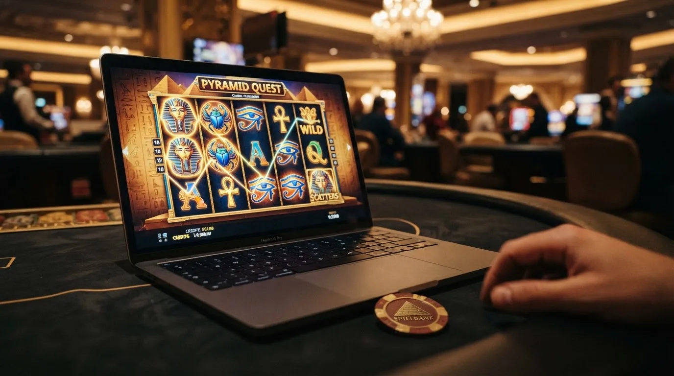 Book of Ra Deluxe Spielbildschirm mit fünf Walzen und Ägypten-Thematik