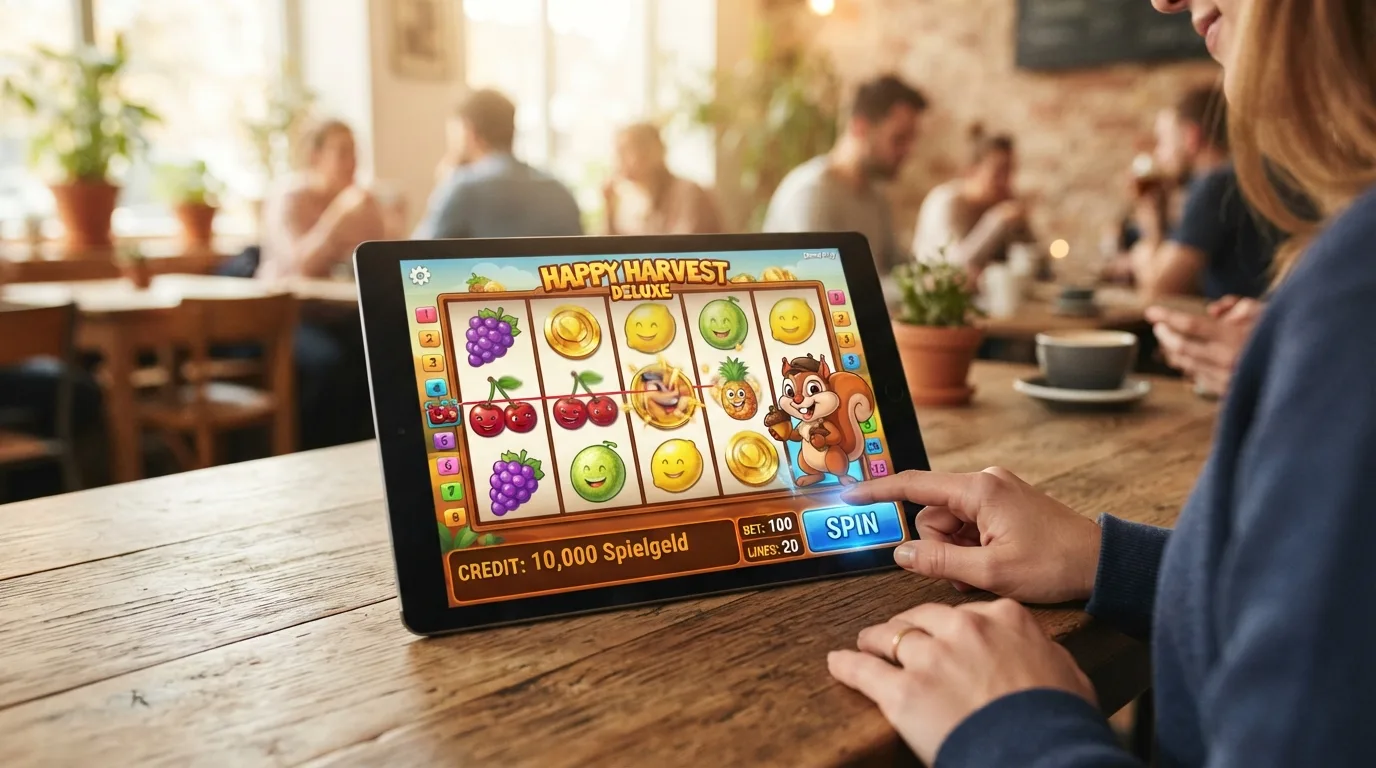 Ein Slot im Demo-Modus: Spielgeld-Anzeige statt Echtgeld