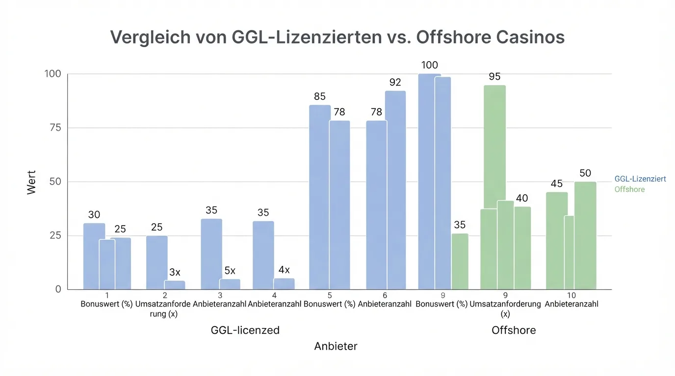 Symbolische Übersichtsgrafik der Vergleichstabelle mit Lizenzstatus und Bonus-Spalten