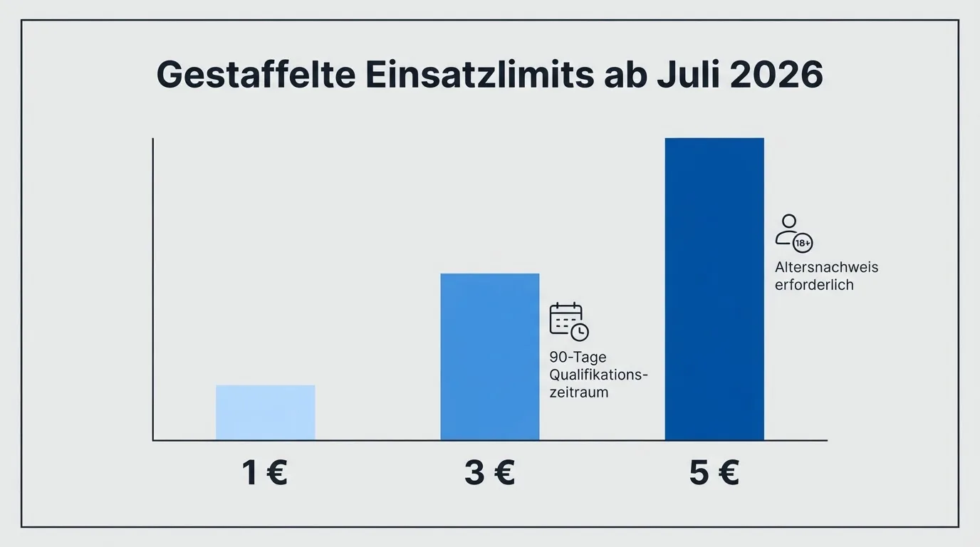 Infografik mit den drei Einsatzstufen von 1, 3 und 5 Euro