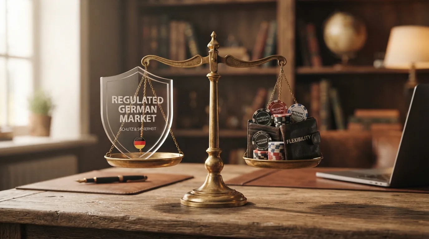 Waage zwischen Schutzschild und offener Geldbörse