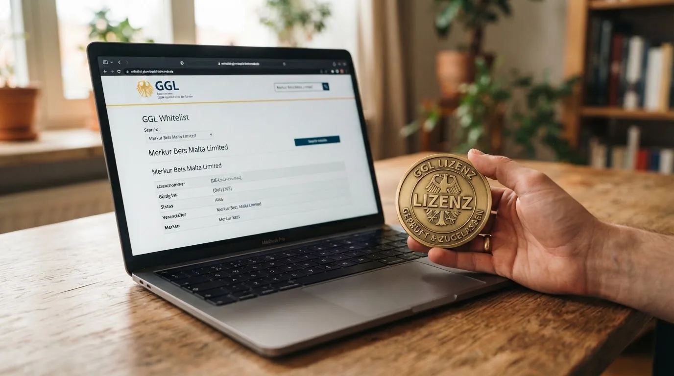 GGL-Logo und Whitelist-Auszug mit Merkur Bets Malta-Eintrag