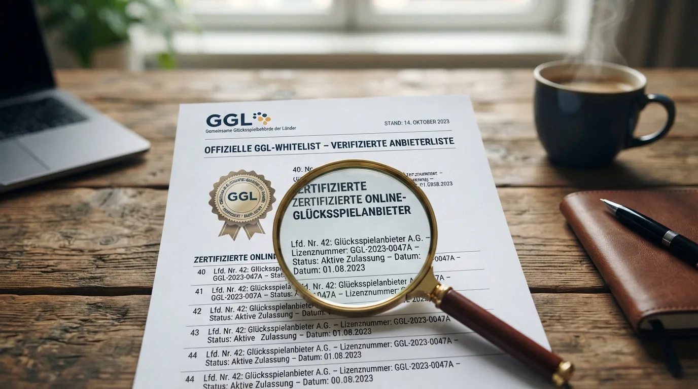 Das GGL-Logo und ein Ausschnitt der Whitelist-Seite mit dem Prüfprozess-Schaubild