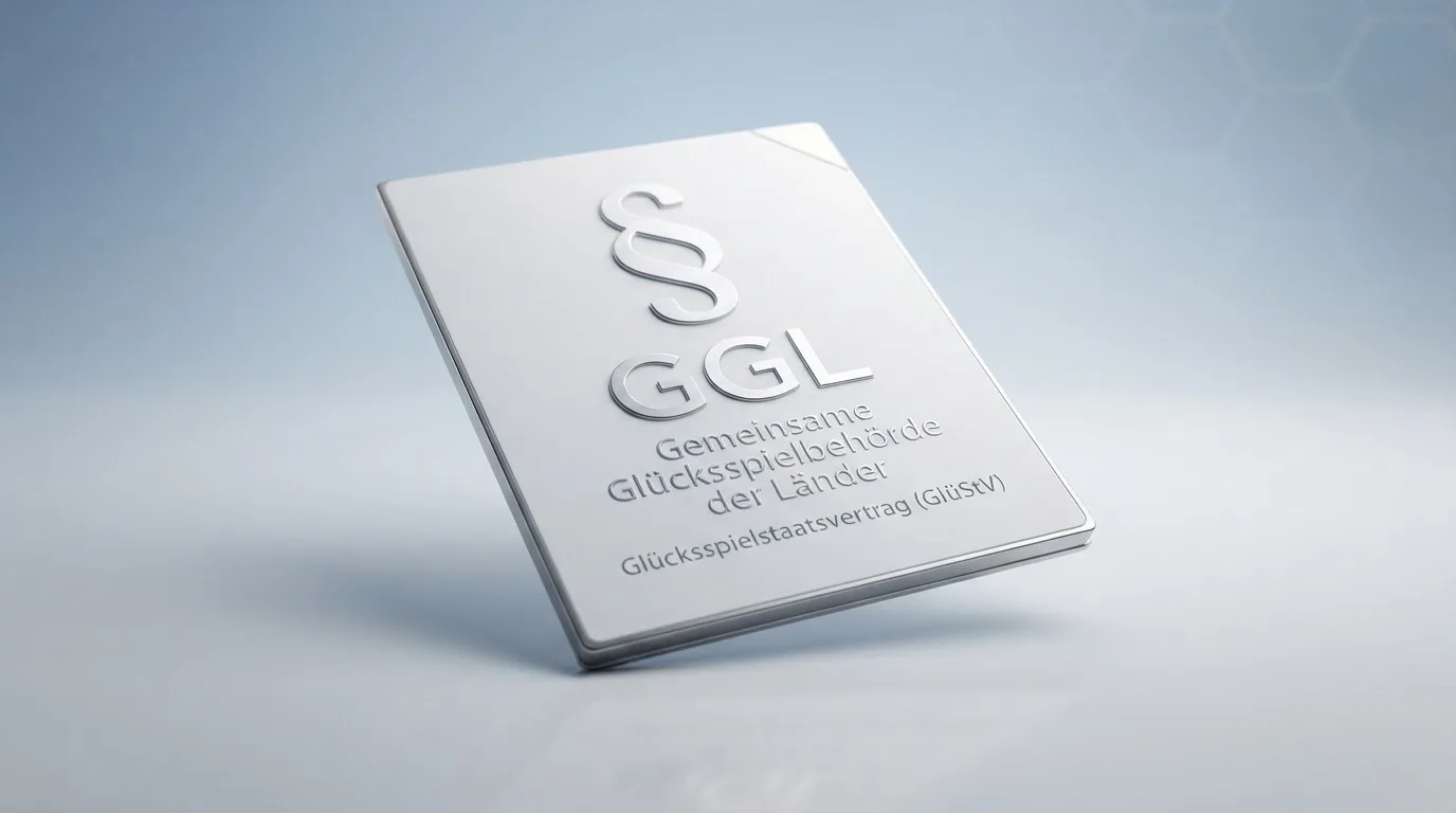 Stilisierte Darstellung des GlüStV mit Paragraphenzeichen und der Aufschrift GGL