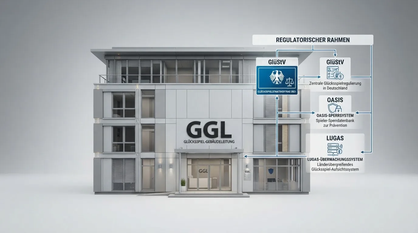 Das GGL-Gebäude oder Logo mit einer schematischen Darstellung des regulatorischen Rahmens