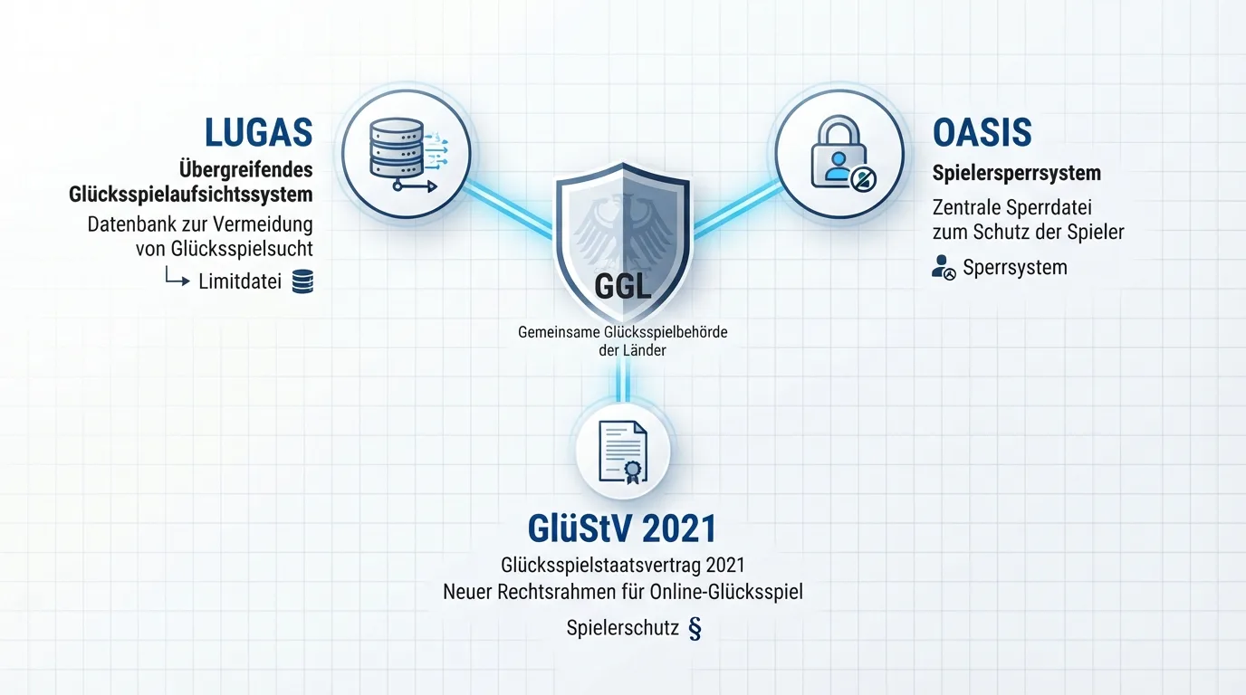 Schaubild des deutschen Regulierungssystems – GGL, LUGAS, OASIS