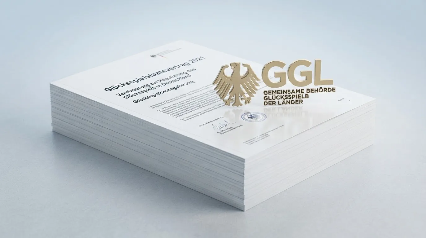 GlüStV-Dokument und GGL-Logo als Fundament der Regulierung