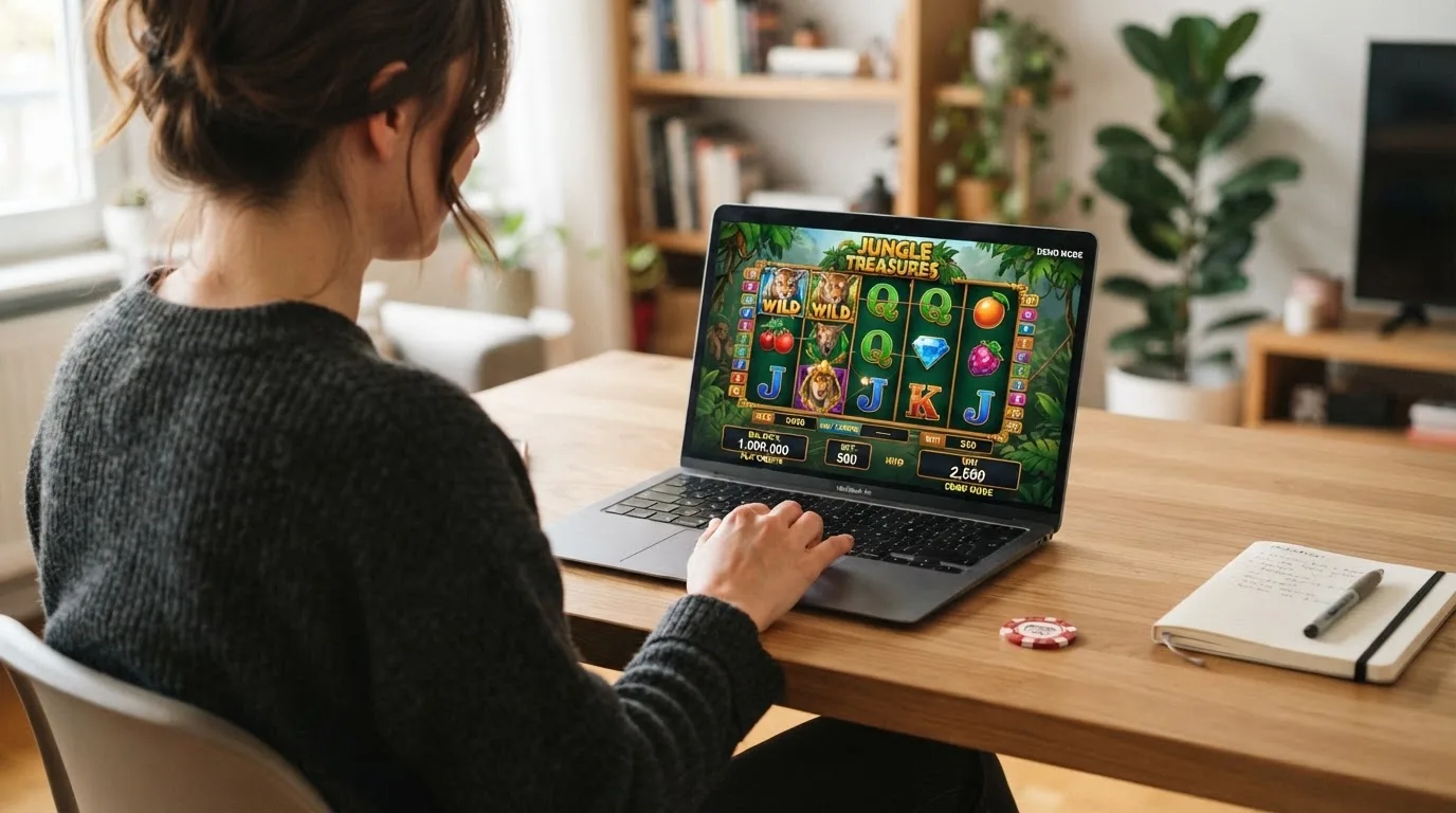 Screenshot eines Spielautomaten im Demo-/Spielgeld-Modus