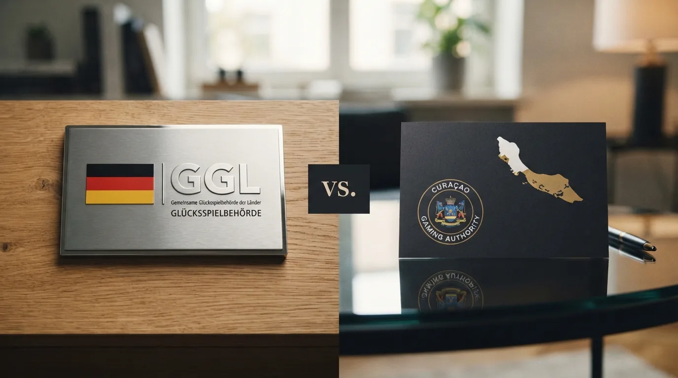 Deutsche Flagge und GGL-Logo neben Curaçao-Wappen und CGA-Schriftzug, getrennt durch „vs.“
