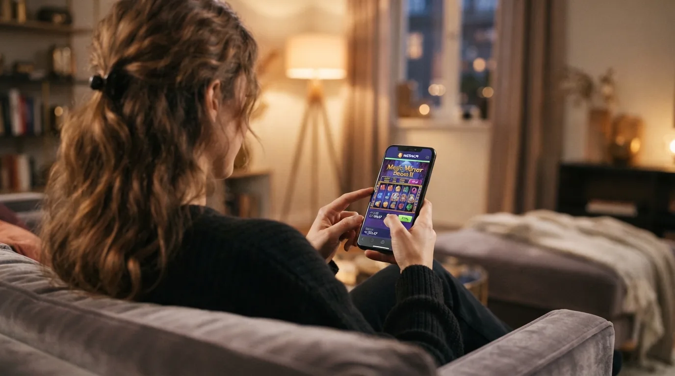 Smartphone mit laufendem Merkur-Slot und Casino-Menü