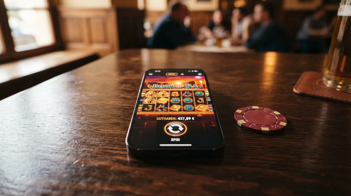 Smartphone mit laufendem Slot im mobilen Browser