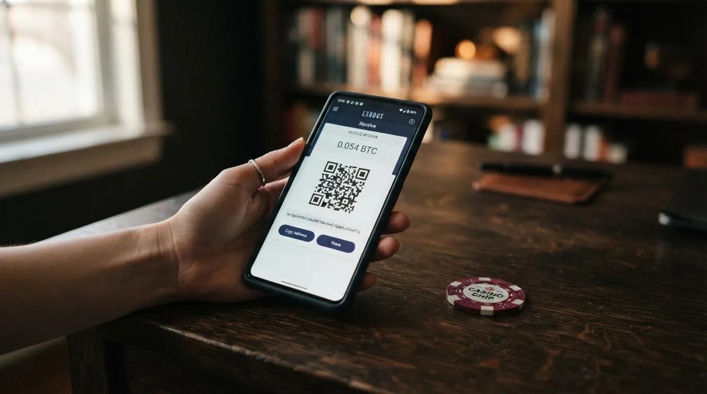 Bitcoin-Einzahlungsmaske mit QR-Code und Wallet-Adresse