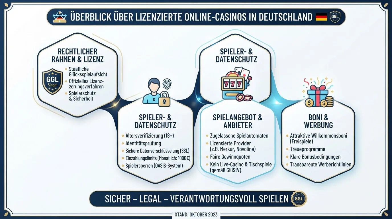 Übersicht der lizenzierten Online-Spielotheken mit Bonus-Höhe und Mindesteinzahlung