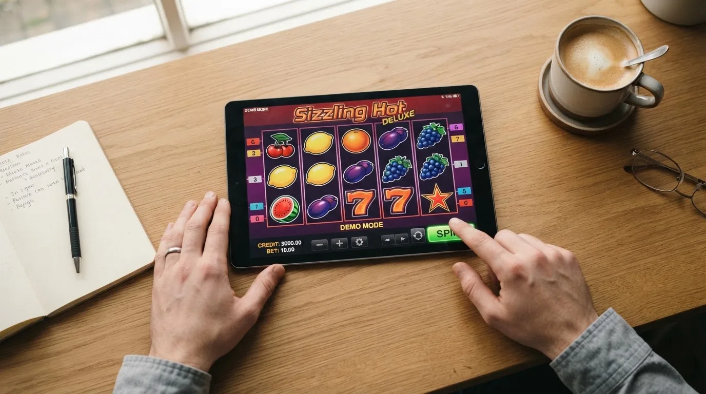 Sizzling Hot Demo-Modus im Browser mit Spielgeld-Anzeige