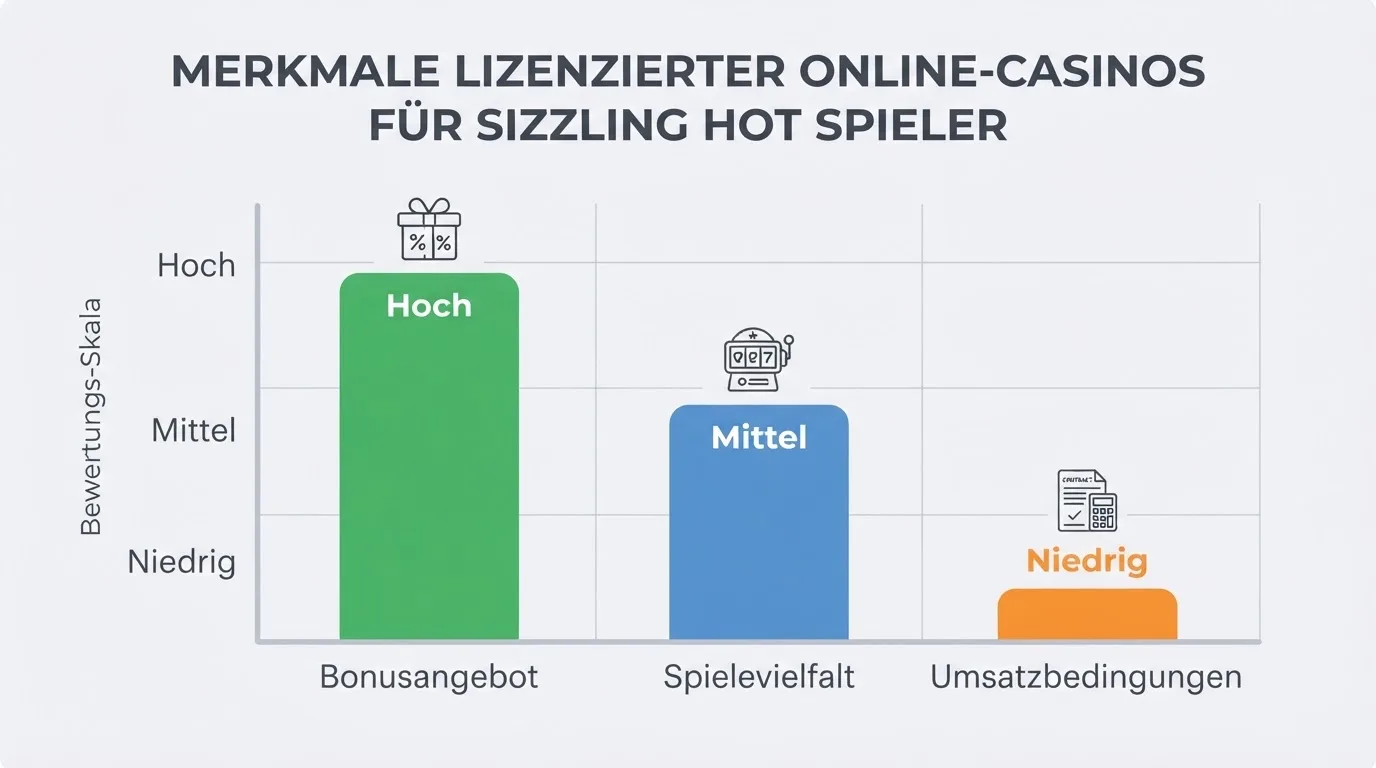 Vergleichstabelle der zehn lizenzierten Spielotheken mit Sizzling Hot