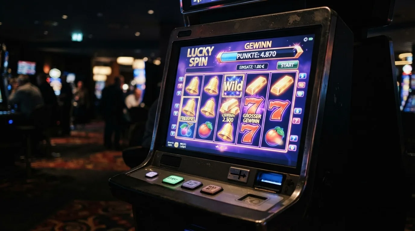 Collage aus Slot-Walzen, Live-Dealer-Tisch und Jackpot-Anzeige