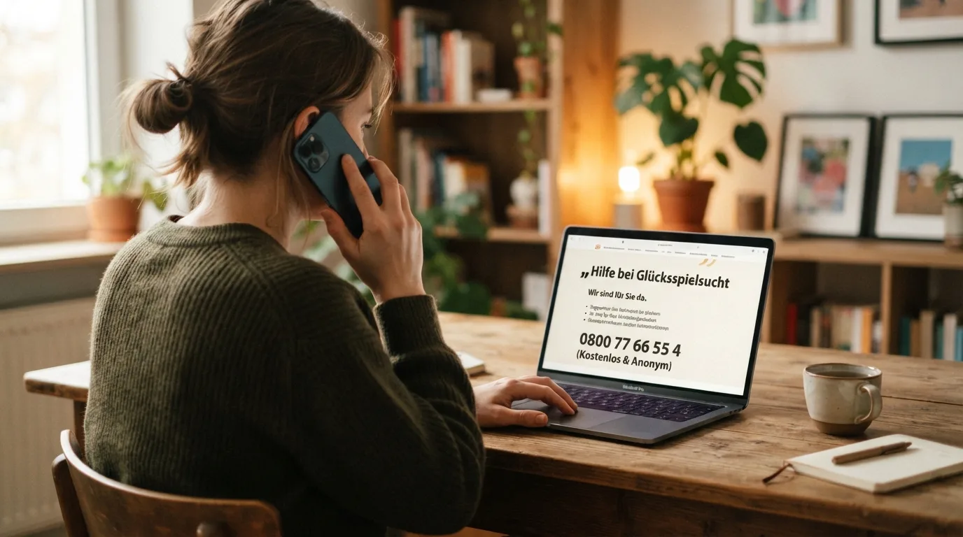 Visualisierung der Hilfsangebote: BIÖG-Logo, Check-dein-Spiel, Telefon-Hotline