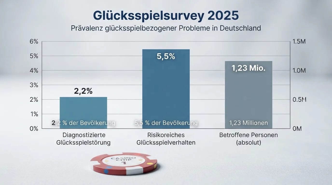 Infografik mit Prävalenzdaten 2,2 % / 5,5 % / 1,23 Mio.